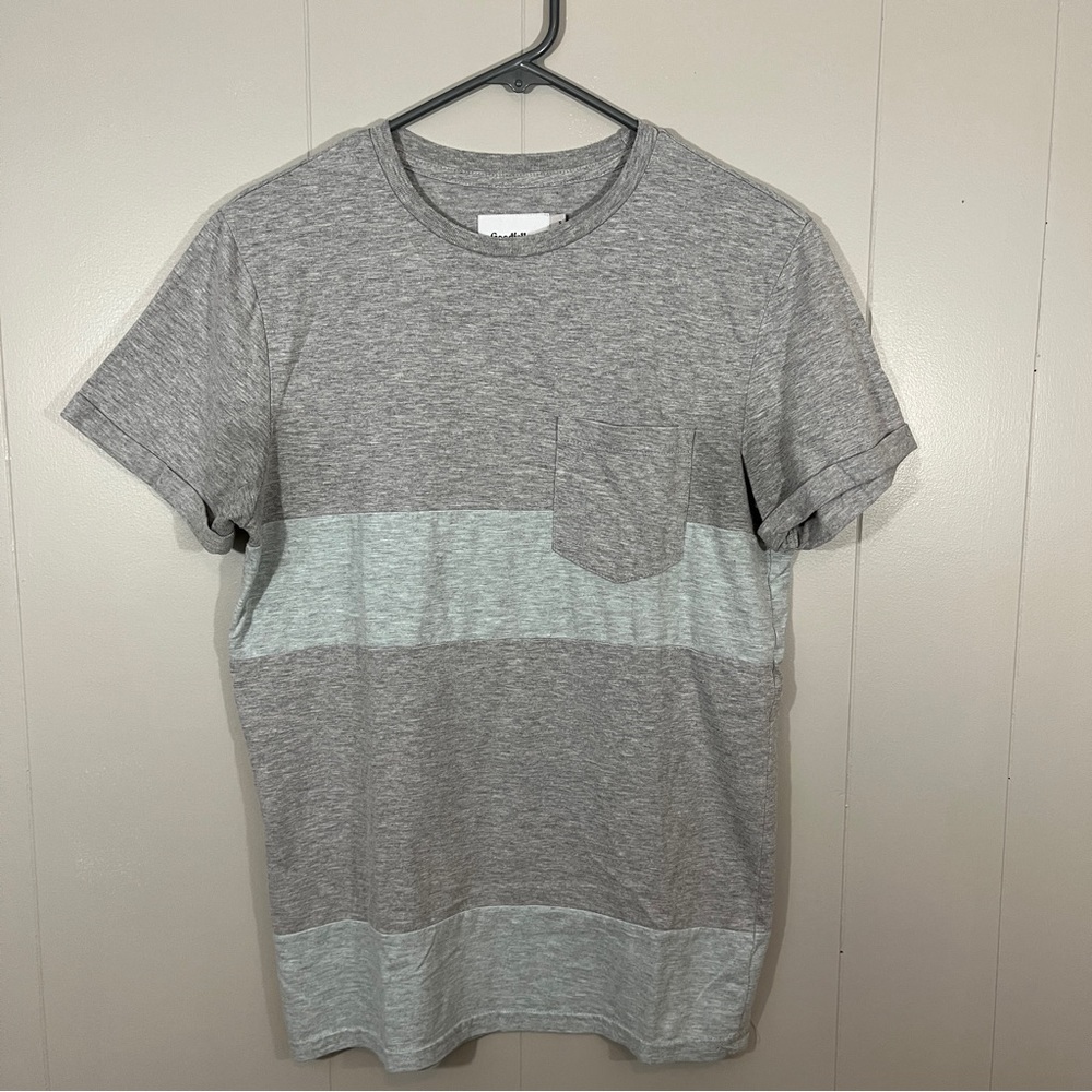 Goodfellow and co grey and blue stripe tshirt